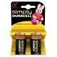 Bateria LR14 Duracell Simply 2pack